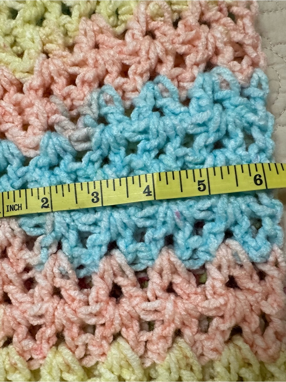 Handmade Pastel Crochet Scarf Multicolor (Blue, Pink, and Yellow)
